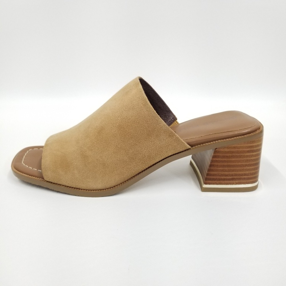 Donald Pliner Shoes Women 8.5 Haze Saddle Calf Suede Mule Chunky Heel Slide‎